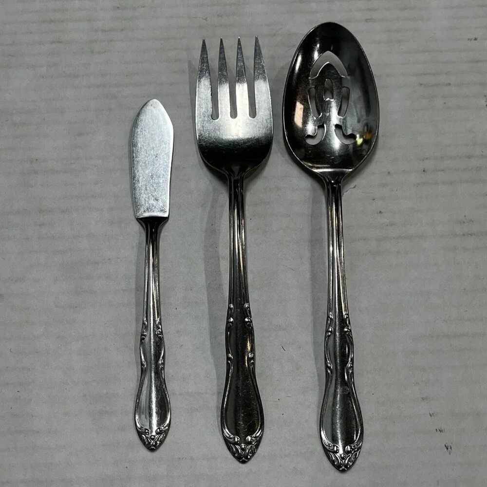 Oneida Homestead Simeon L & George H. Rogers Stainless Serving Set 3 Pieces‎